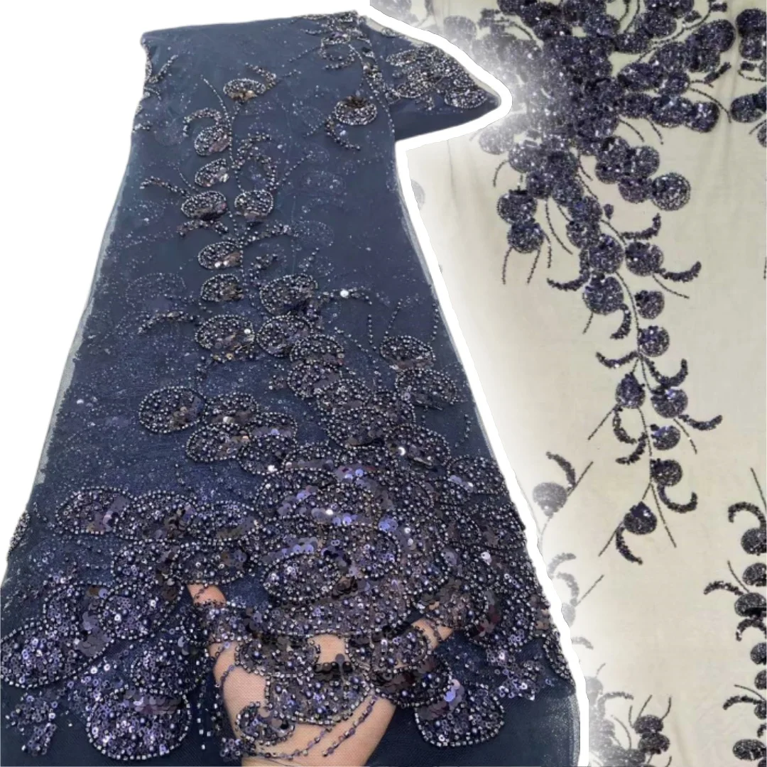 

Французская сетчатая Тюлевая кружевная ткань высокого качества, африканская сетка с блестками, кружевная ткань с вышивкой для нигерийских свадебных платьев SZ981