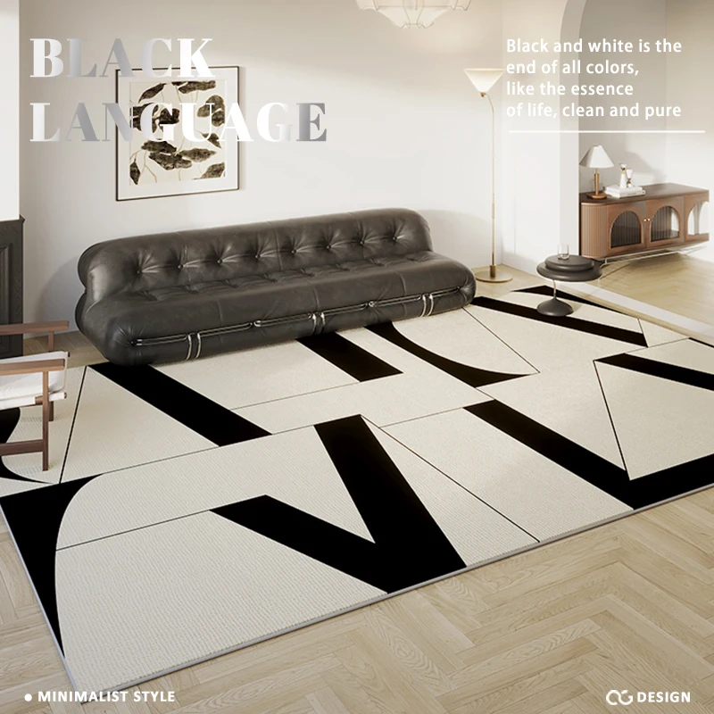 Modern Luxury Carpets for Living Room Large Area Bedroom Decor Black White Carpet Home Washable Mat Minimalist Lounge Plush Rug