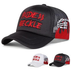 Unisex RUDE RECKLE Letter Embroidery Baseball Net Caps Spring and Summer Outdoor Adjustable Casual Hats Sunscreen Hat 