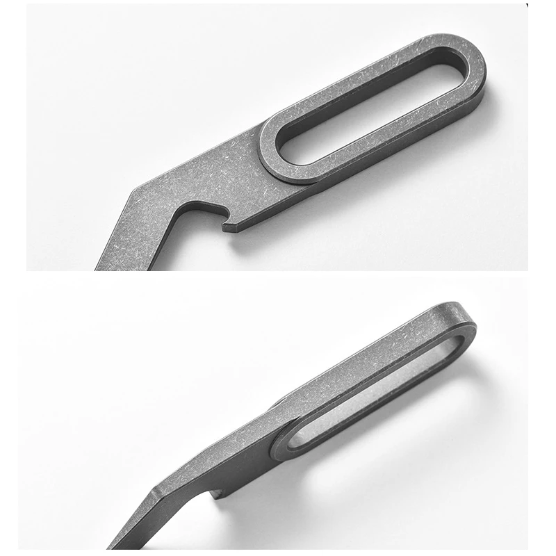 Multifunktionaler Schlüsselanhänger aus Titanlegierung, Flaschenöffner, Mini-Stemmeisen, EDC-Express-Schneidewerkzeug für den Außenbereich