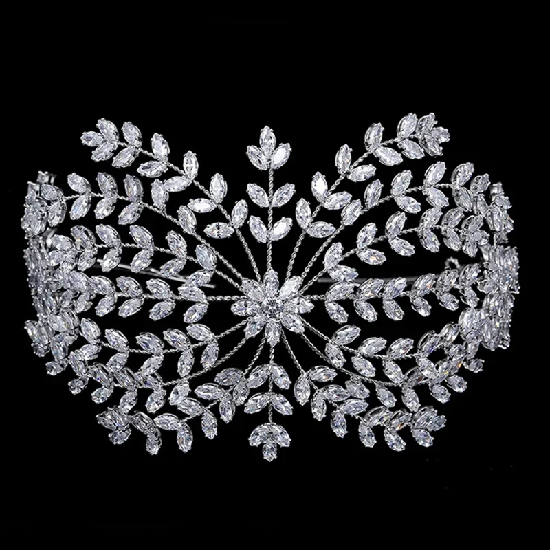

HADIYANA Headpieces Tiara And Crown Bridal Hair Accessories Graceful Women Cubic Zirconia Luxury Silver Color BC4854 Jewellry