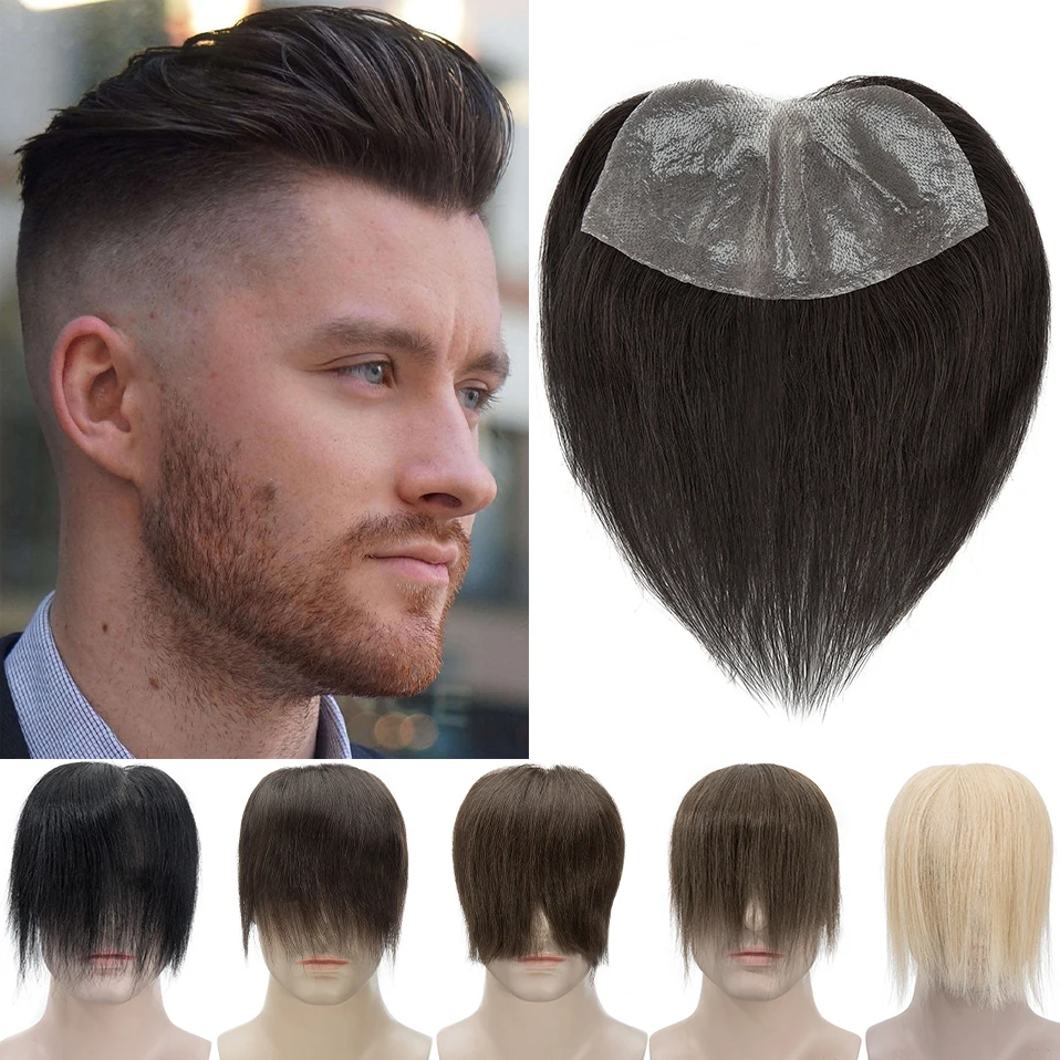 

CHARITES 6inch Men Toupee Hairline Front Men Hair Natural Hair Human Male Replacement System PU Hairpiece Invisible Extensions