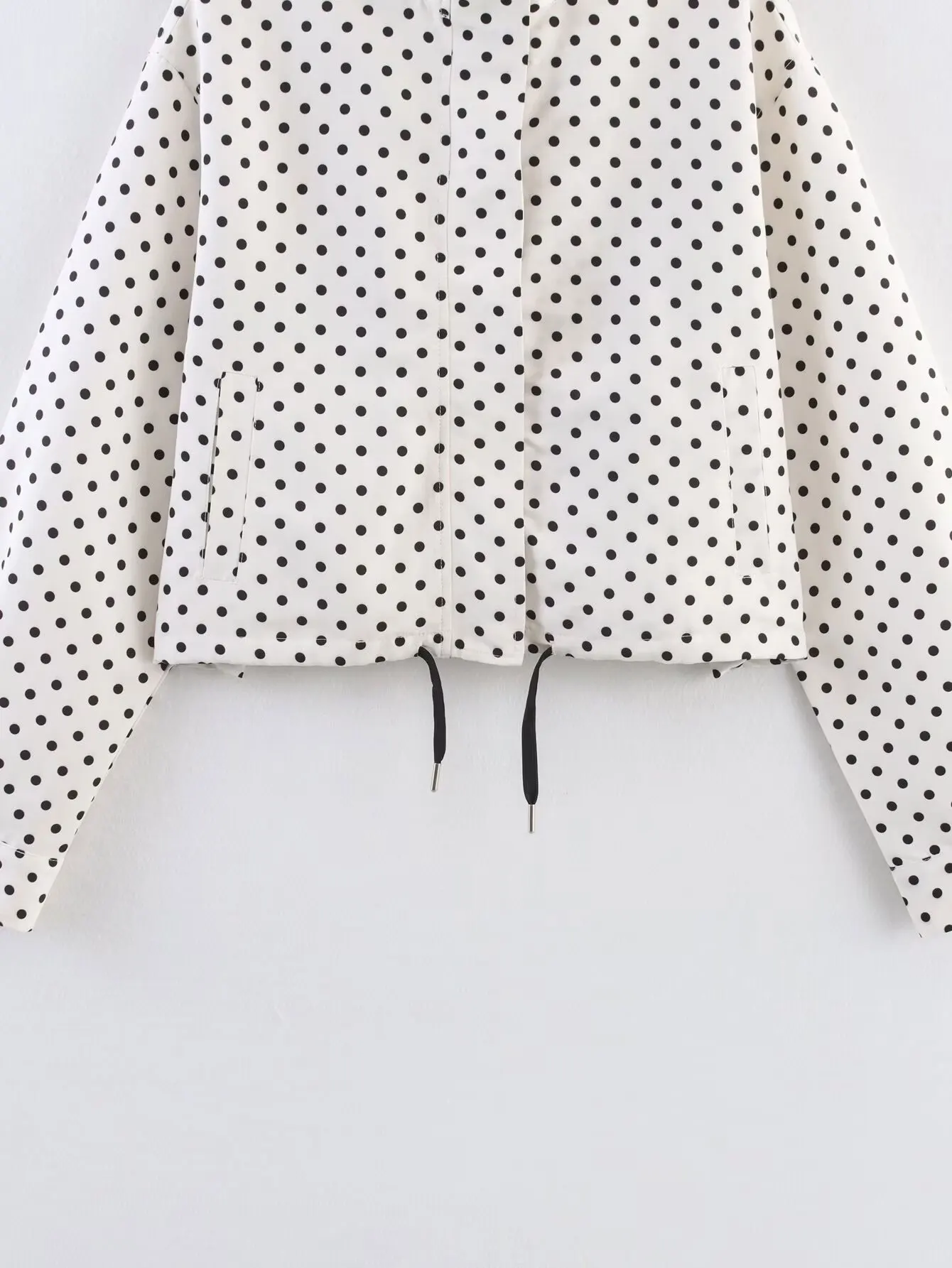 HH Weibliche Herbst Mode Polka Dot Gedruckt Set Lange Ärmel Rollkragen Kordelzug Jacke + A-line Shorts frauen Vintage Anzug – Detail 25