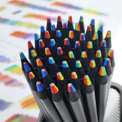 5/10 pz 7 colori kawaii legno nero arcobaleno nucleo colorato matita strumento di disegno matita di legno forniture artistiche cancelleria materiale scolastico