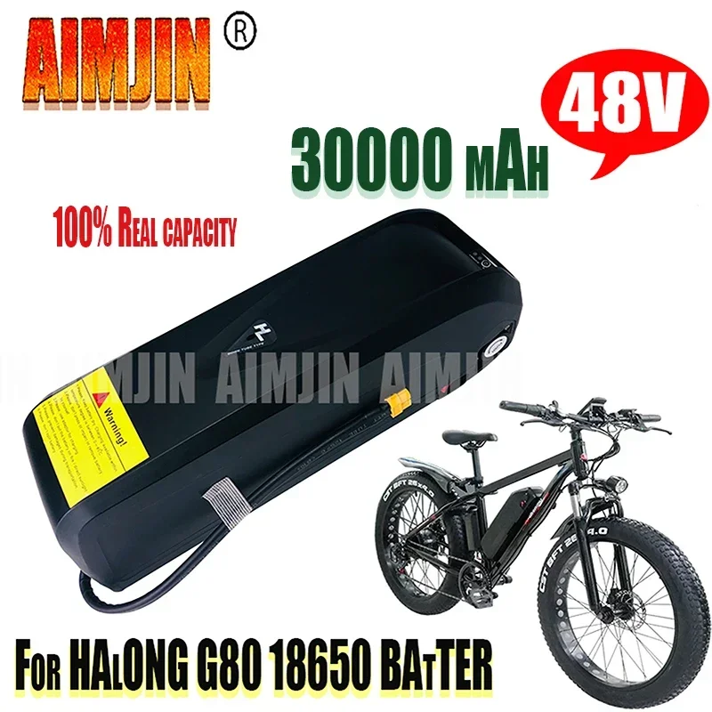 High-capacity For Hailong G80 Urban mountain bikes Replace Battery 48V 30000mah 18650 13S6P BMS Li-Ion battery XT60 Plug+Charger