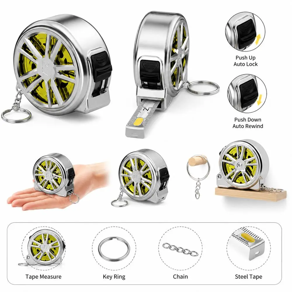 New 2M Keychain Tape Measure Retractable Rust Resistant Mini Tape Measure DIY Projects Waterproof Steel Tape Home Measurement