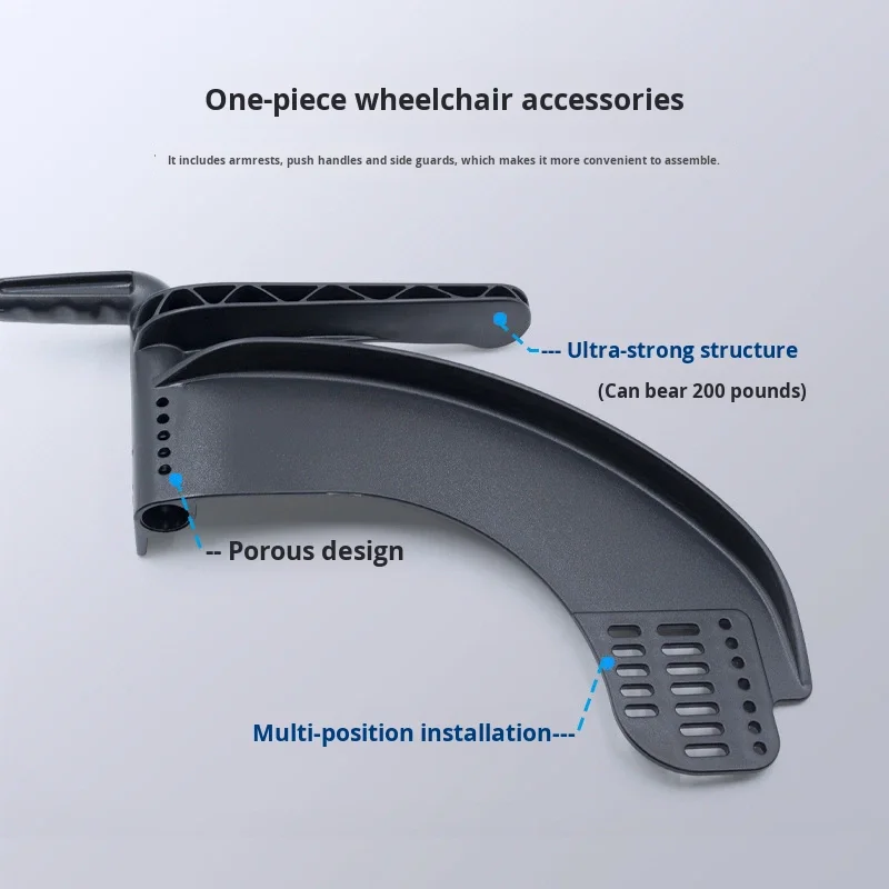 Plastic integrated push handle armrest adjustable wheelchair accessory side guard