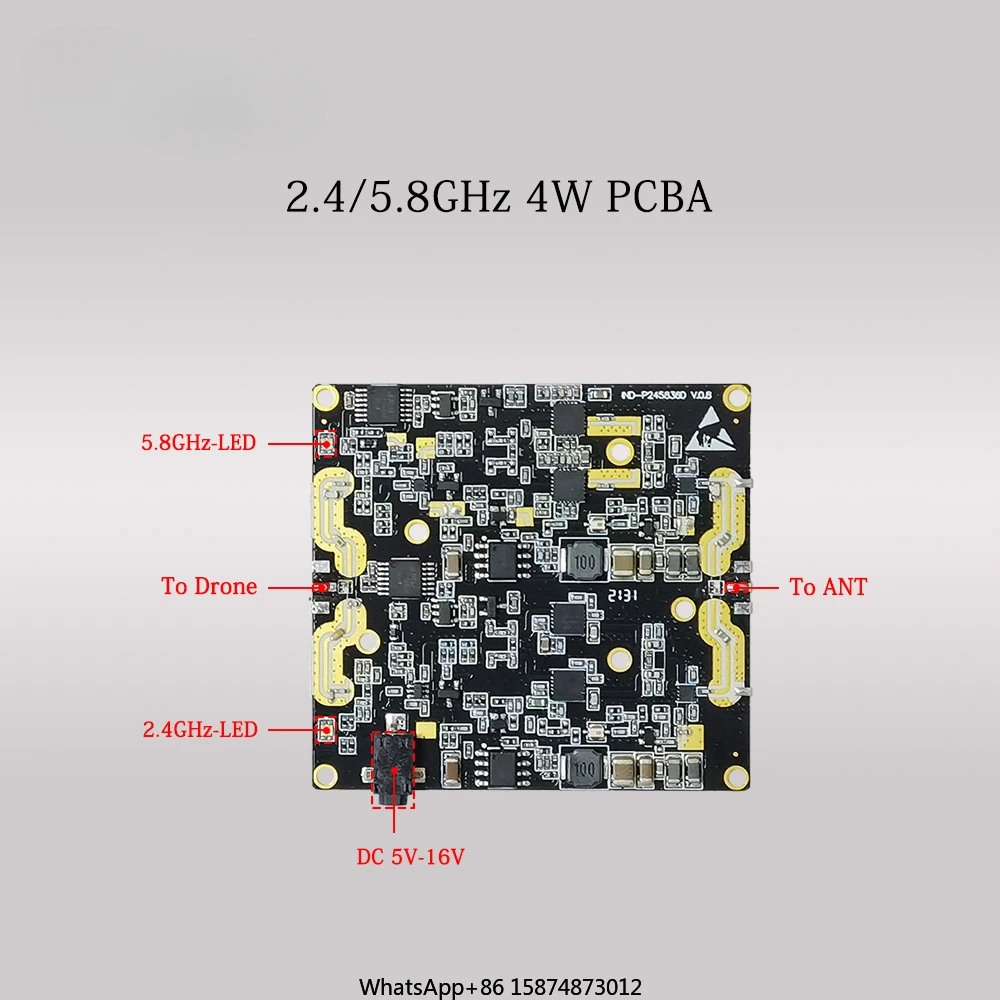 5.8GHz 2.4GHz dual band PCBA board 4w 36dbm wire less board band si gnal booster extender 12V