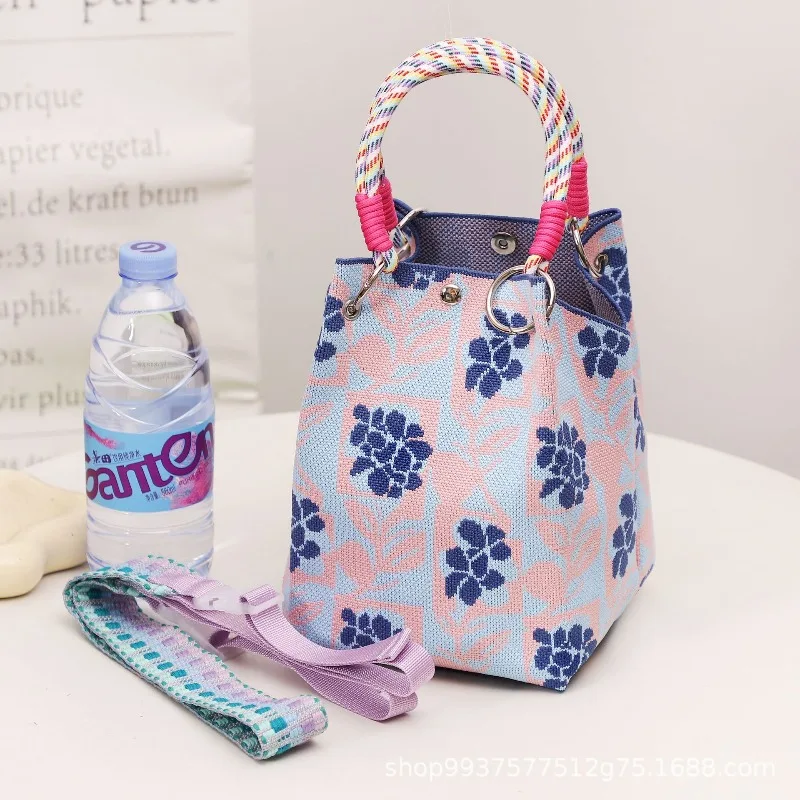 

2025 New Woven Ring Buckle Bag Knitted Bag 3D Magnetic Buckle Tote Bag Handheld Bag Clutch Bag Woven
