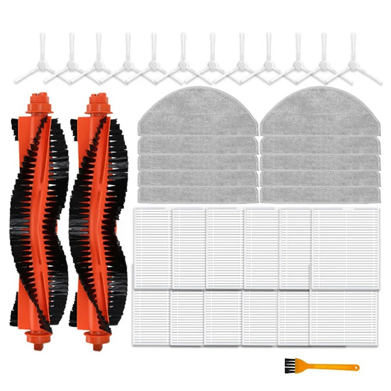 

Запасные аксессуары A24R для робота-пылесоса Xiaomi D106 S20: основная и боковые щетки, HEPA-фильтр, тряпка для влажной уборки, мешок для сбора пыли