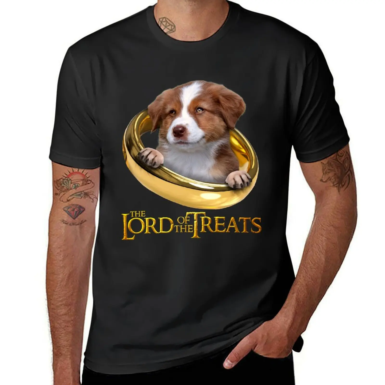 Lord of the Treats - Funny Border Collie Puppy T-Shirt vintage clothes sublime heavyweights mens workout shirts