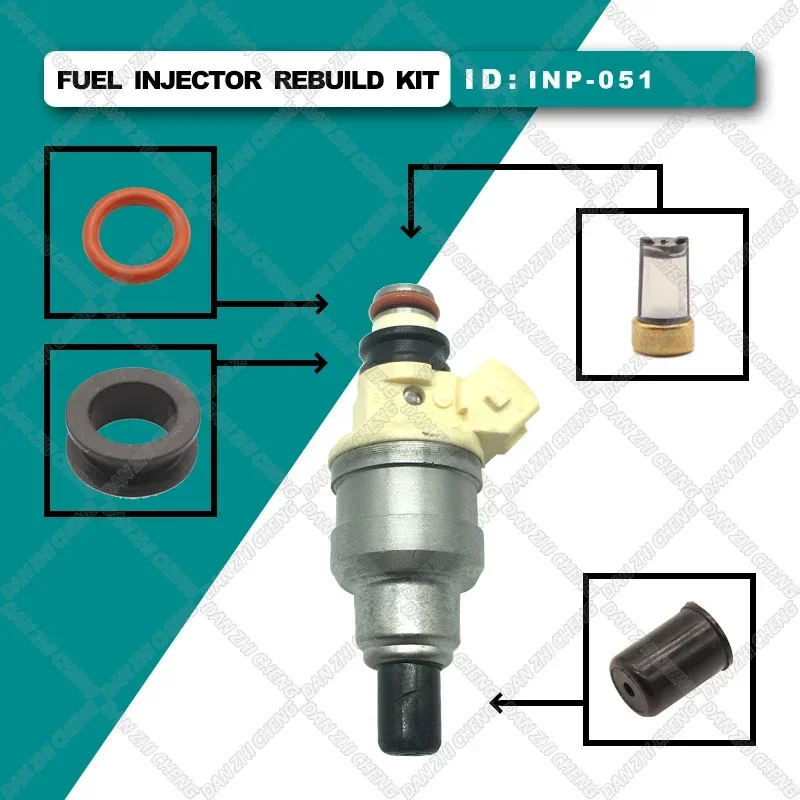 Fuel Injector Service Repair Kit Filters Orings Seals Grommets for 195500-2080 INP-051 FJ128 For DODGE MITSUBISHI PLYMOUTH