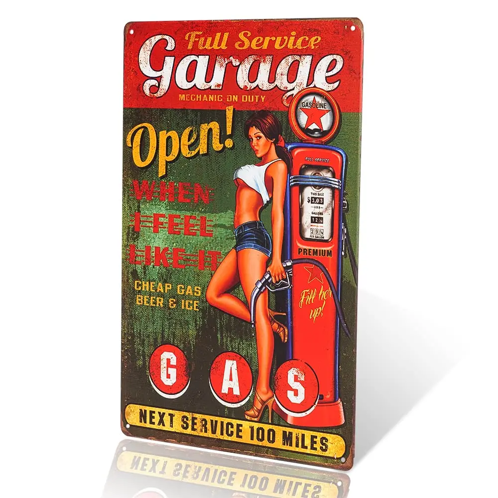 dingleiever-Garage Open Gas Wall Plaque Metal Sign Word Art Antique Tray Home Decor pin up Poster Coffee Signs for Wall