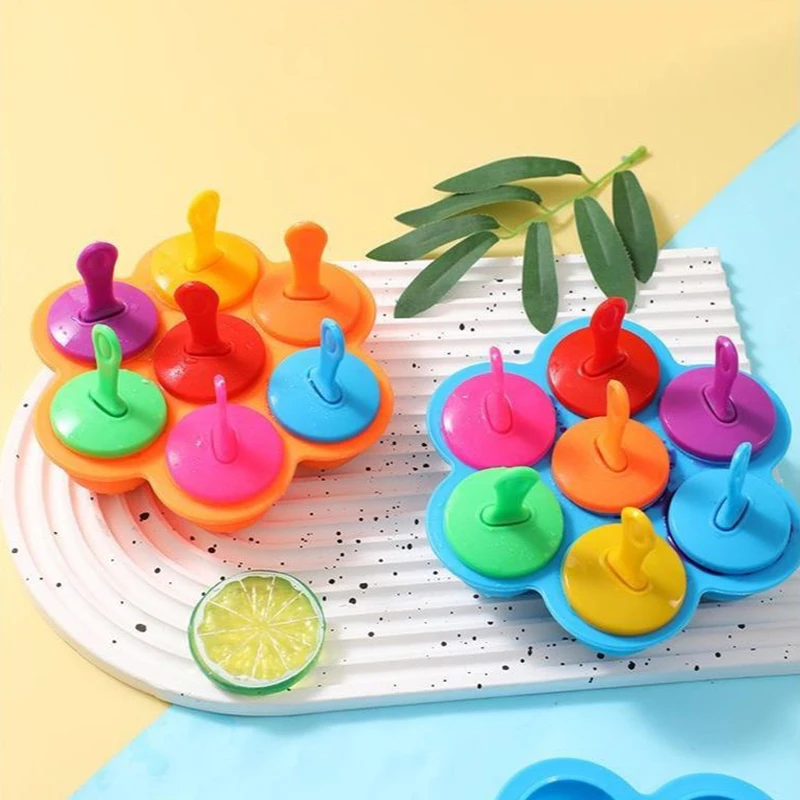 

1pc 7 Holes DIY Ice Cream Pops Silicone Mold Ice Cream Ball Maker Popsicles Molds Baby Fruit Shake Home Kitchen Accessories Tool