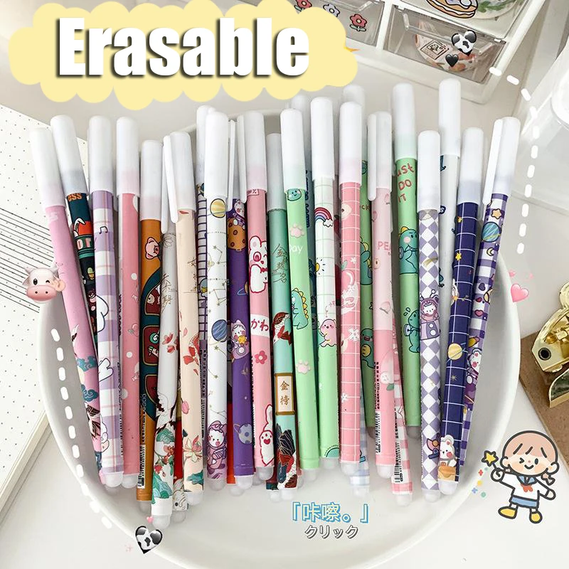 

40 Pcs Kawaii Erasable Gel Pens Set 0.5mm Refill for Kids Cute Ballpoint Pen Writing Office Students School Supplies Stationery