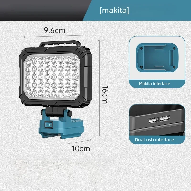 

with USB Port 3'' Flashlight For Dewalt/Makita/Milwaukee Battery Portable LED Work Light Flood Lights Cordless Outdoor Tool Lamp