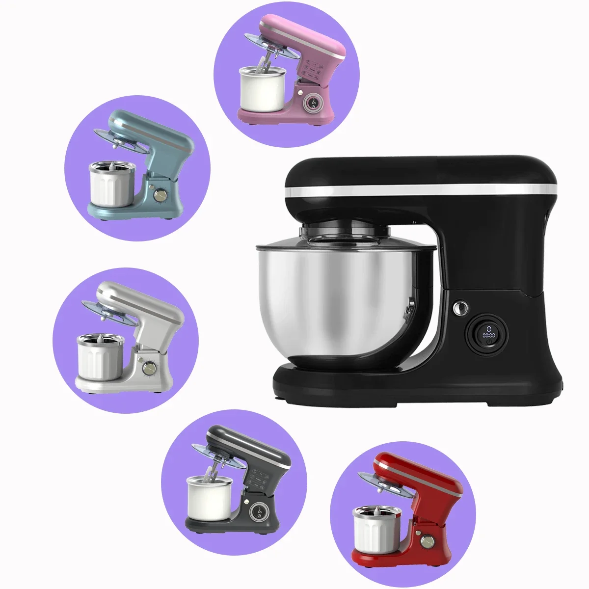 Horizontal Hobart 5l 1200W Kitchen Spiral Heavy Duty Cake Commercial Kneading Machine Bread Dough Stand Mixer