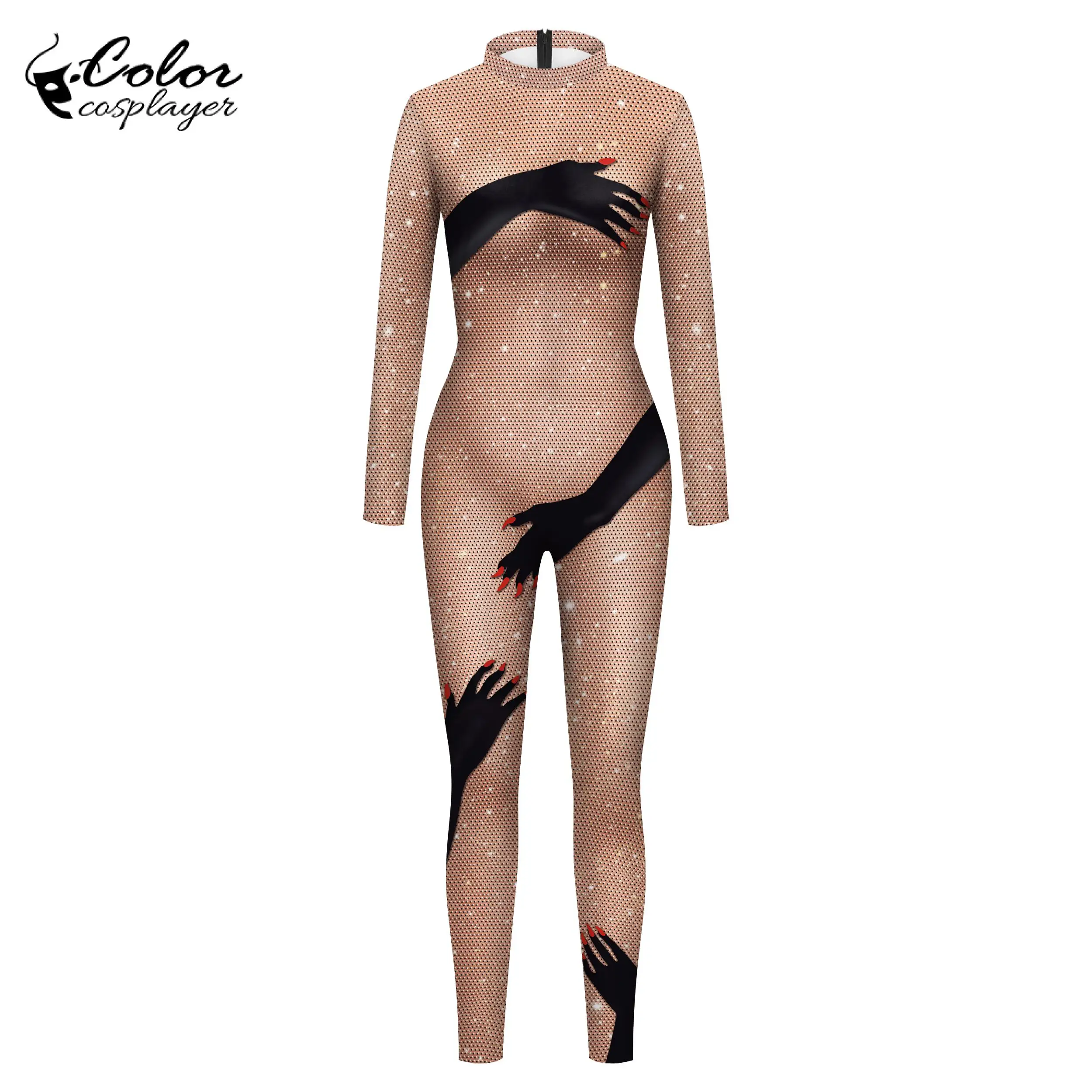 Kleur Cosplayer Huid Simulatie Jumpsuits Halloween Menselijk Lichaam Cosplay Kostuum Zentai 3d Print Vrouwen Catsuits Fancy Bodysuit