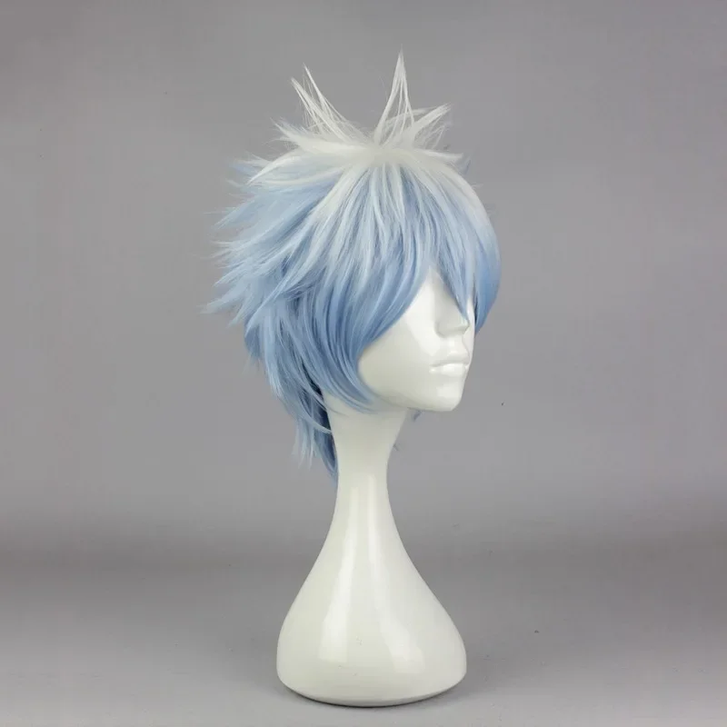 Peluca de Anime Gintama Sakata Gintoki, disfraz de Cosplay, alma plateada, pelo corto para hombres y mujeres, pelucas para fiesta de Halloween + redecilla