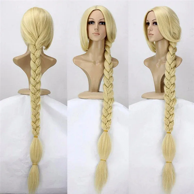

NewTangled Princess 120cm 47 "Straight Blonde Super Long Cosplay Rapunzel Synthetic Hair Anime Wig Cap5;c,6's.2;b'8,