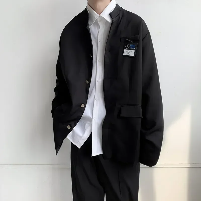 Casaco japonês pequeno gakurano, jaqueta de estudante, estilo terno casual, roupas masculinas, uniforme jovem, moda outono