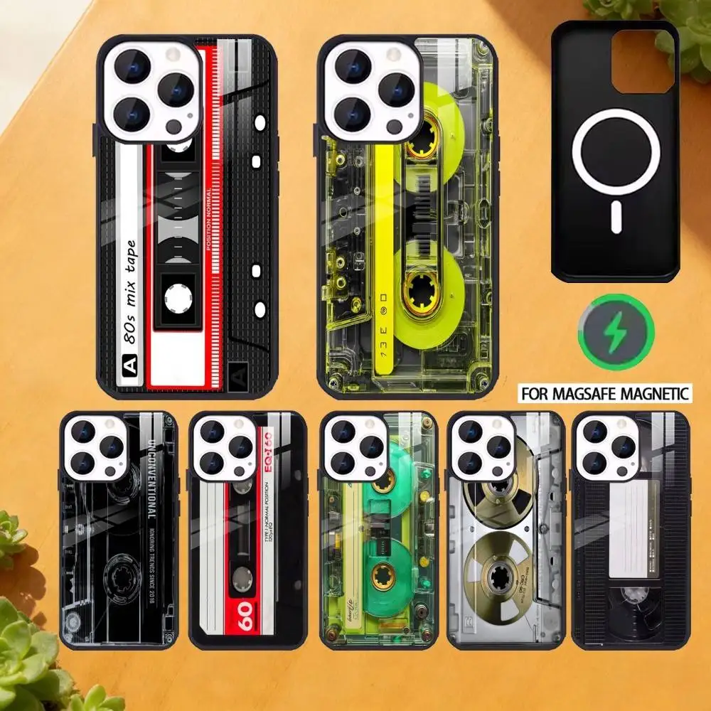 

Magnetic Radio Tape Cassette Phone Case For iPhone 17,16,15,14,13,12,Plus,Pro,Max For Magsafe Magnetic Wireless Charge