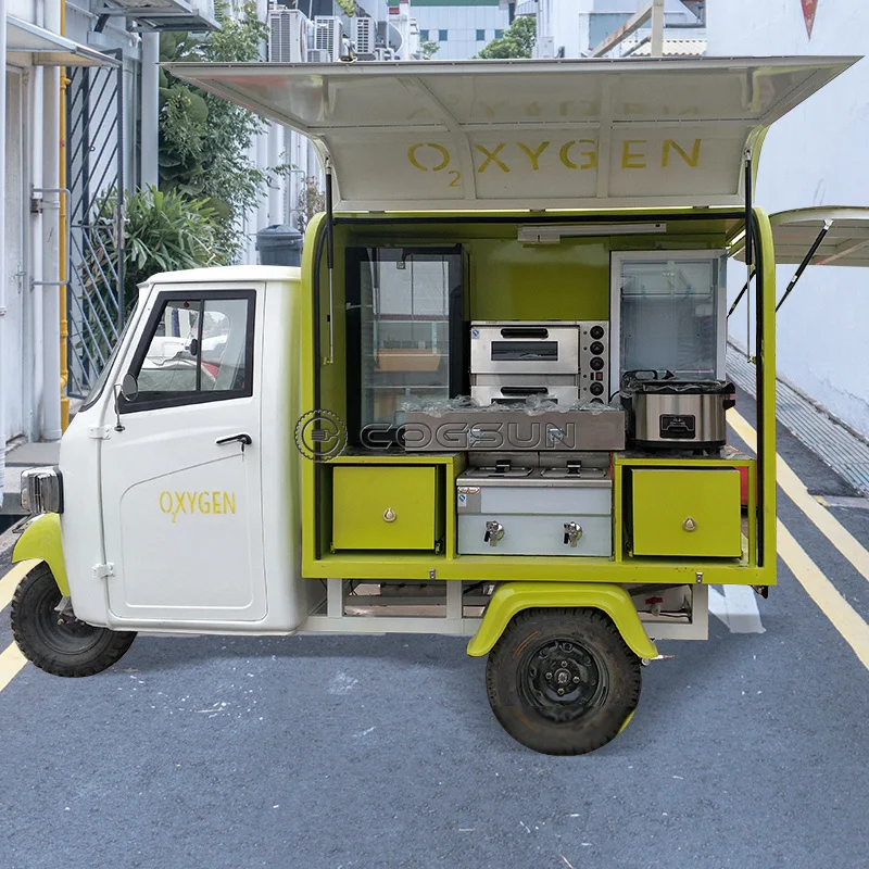 COGSUN Mini Kitchen Trailer Fast Food Van Hot Dog Stand Mobile Juice Cart Coffee Trailer Small Food Carts Ice Cream Truck