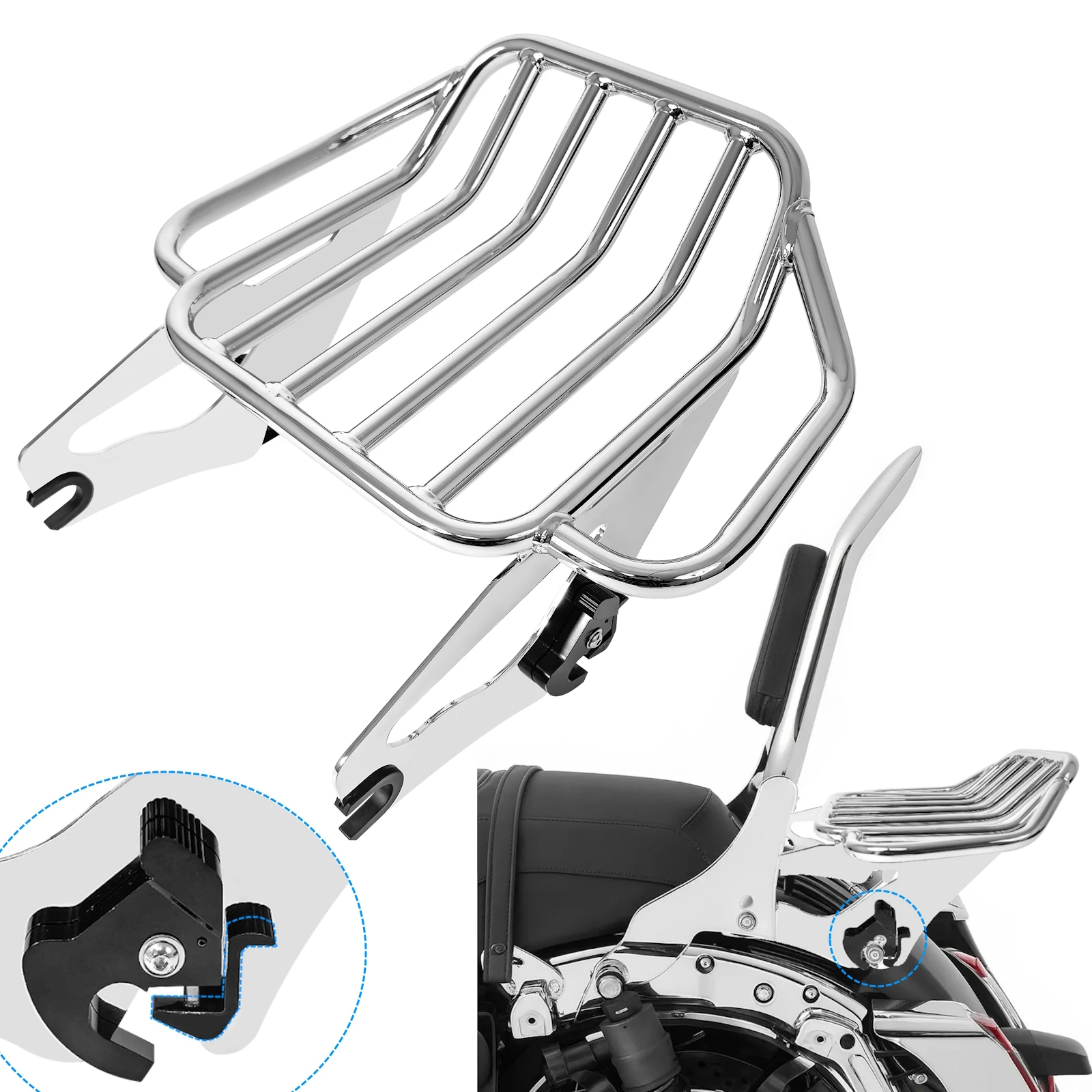 

Аксессуары для Harley Davidson Touring 2009-2025 Street Road Glide King Ultra Electra CVO: съемный багажник для двух человек