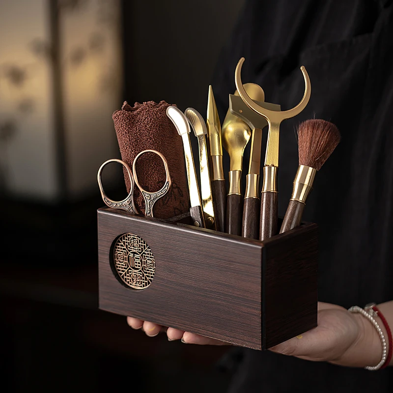 

Walnut Modern Tea Ceremony Six Gentlemen Set Tea Cutting Tea Set Accessories Tea Table Tea Making Tools