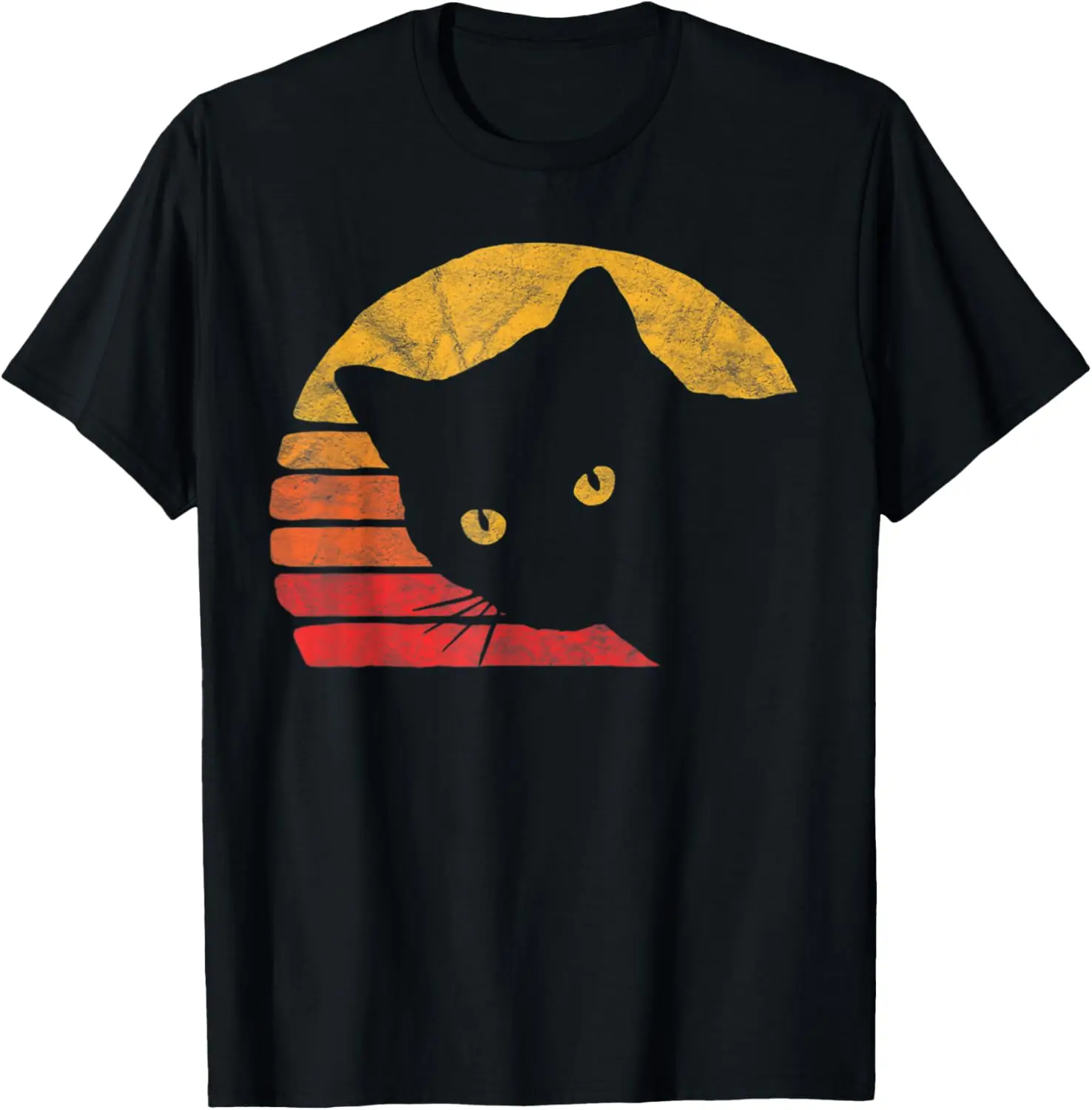 

Винтажная потертая футболка в стиле восьмидесятых с котом в стиле ретро