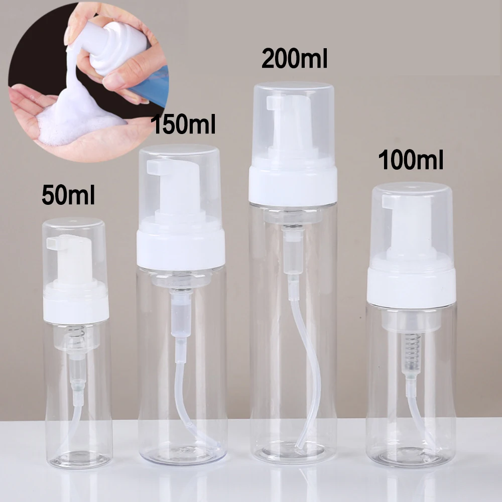 Foam Pump Bottle 100/150/200ml Plastic Empty Cosmetic Dispenser for Tattoo Soap Face Eyelashes Soap Cleaner Foam Bottle view 2