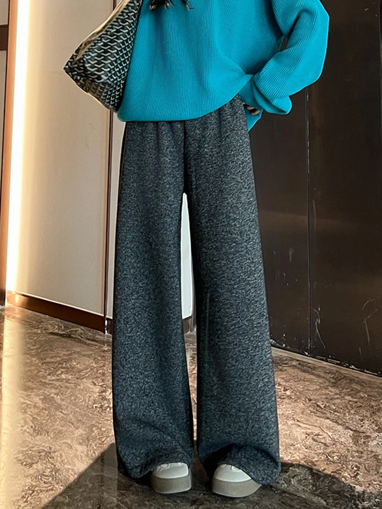 Spodnie z szerokimi nogawkami Thiened Fce, damskie, codzienne, dzianinowe, do ziemi, z wysokim stanem, jesienno-zimowe, nowe, rozmiar S.