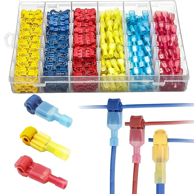 30pcs T-Tap Wire Connector Self-Stripping Quick Splice Electrical Wire Terminal Insulated Male Disconnect Spade Lock Cable Crimp