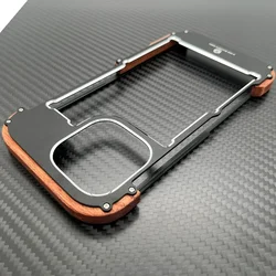 Lightweight Wood Case For iphone 16 Pro Max Metal Bumper 15 Plus 14 13 Luxury Wooden Side Hollow Frame Cover Funda+Protector