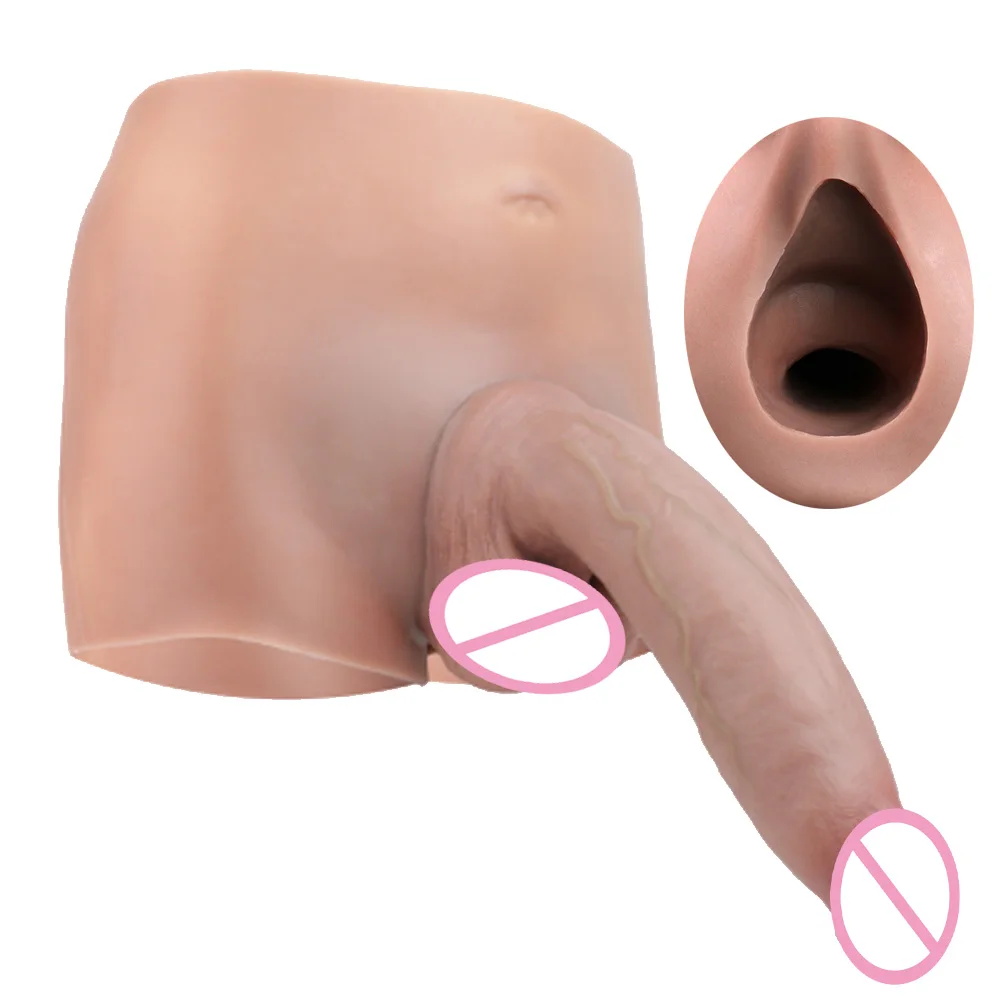 FAAK Nude Black Wearable Realistic Large Hollow Dildo Silicone Panties Strap On Harnes Penis Sleeve Adult Sex Toys for Men 6