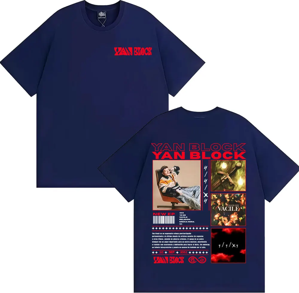 Rapper Yan Block Vacile Album 2025 Graphic T-shirts Men Clothing Fashion Hip Hop T-shirt Male Casual Cotton Short Sleeve T Shirt
