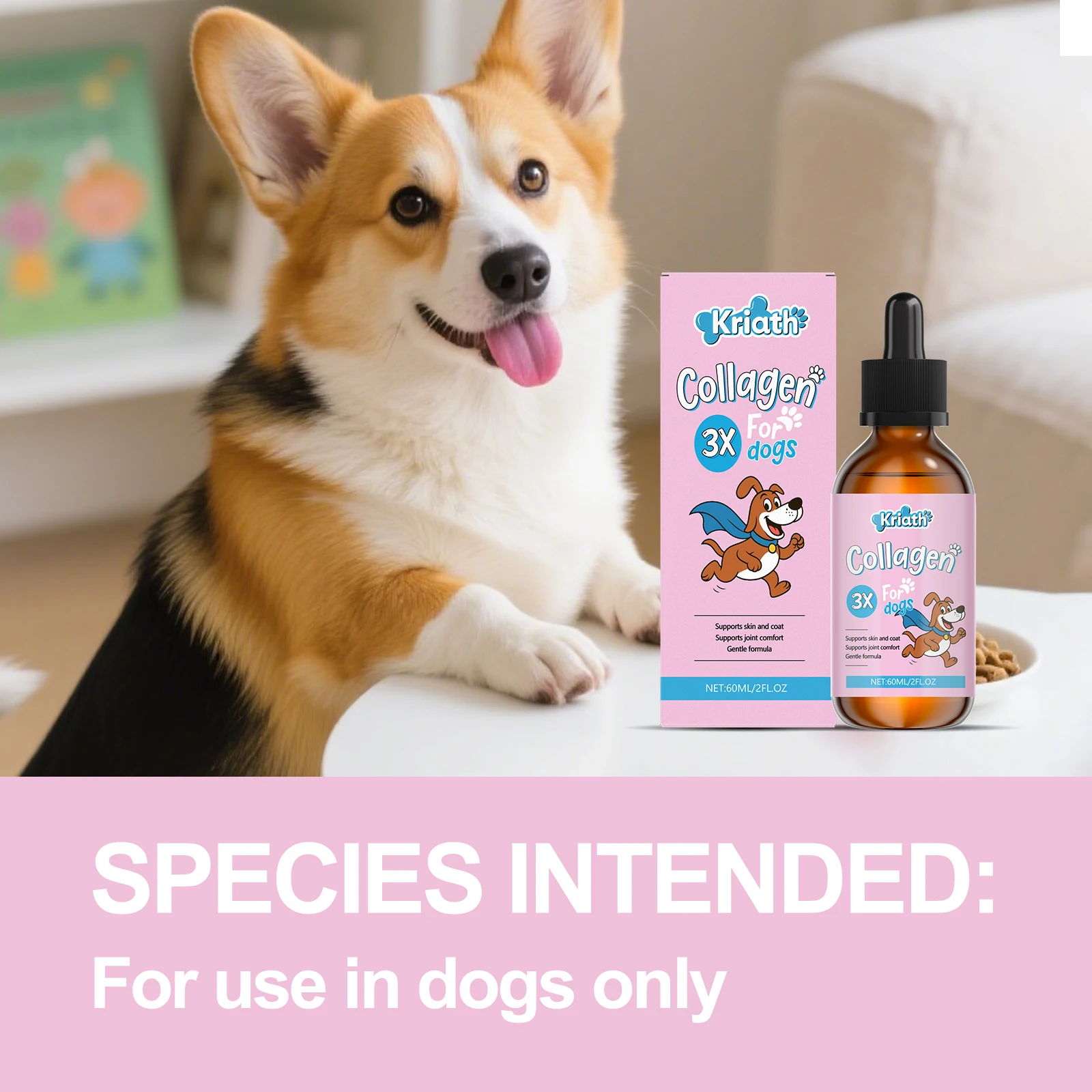 Dog Collagen Drops - Gentle Formula for Hair and Skin Care, Designed as a Dietary Supplement to Complement Main Meals