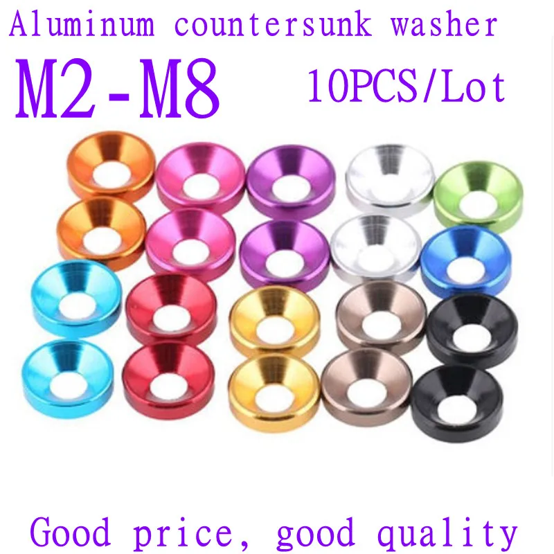 10pcs/lot aluminum countersunk washer m2 m2.5 M3 M4 M5 M6 M8 colourful Anodized Countersunk Head Bolt Washers Gasket