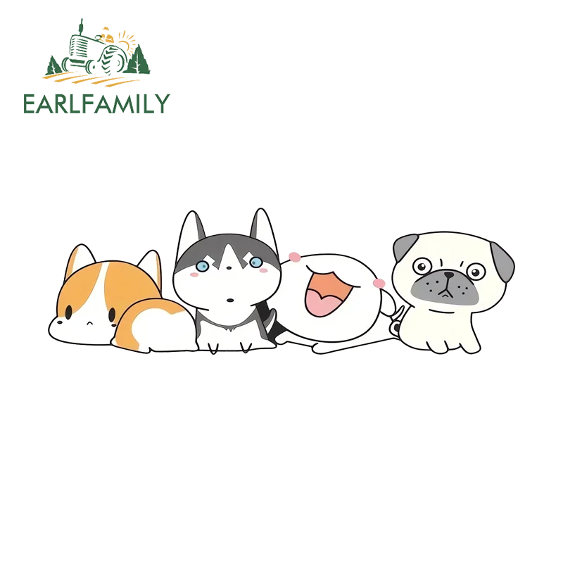 

Наклейки EARLFAMILY с изображением кошки и собаки, яркие и привлекательные, для ящиков для инструментов, компьютеров, кулеров, водонепроницаемые, из ПВХ, для декора рыболовных снастей