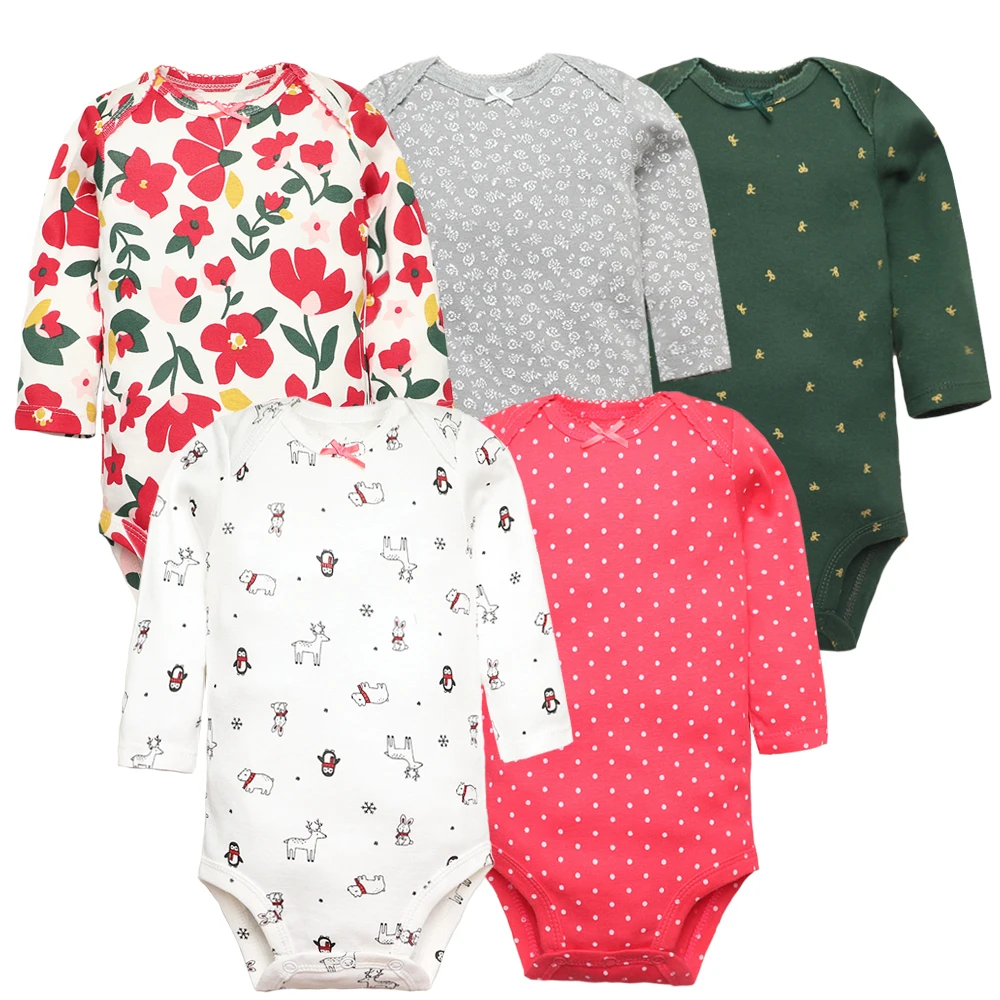 2023 Spring Autumn Toddler Baby Boys Girls Bodysuit 5 PCS 3 PCS Long Sleeve Cotton Infant Jumpsuit Cartoon Newborn Clothes