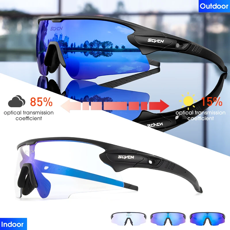 Cycling Glasses Red Photochromic Cycling Sunglasses UV400 Outdoor Bike Eyewear Sports Dark Glasses Bicycle Goggles MTB Glasses