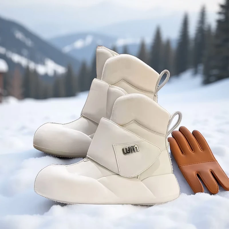 Women's Winter Boots Original Brand Luxury Genuine Leather Plush Snow Boots Lightweight Waterproof Non-slip Shoes for Woman