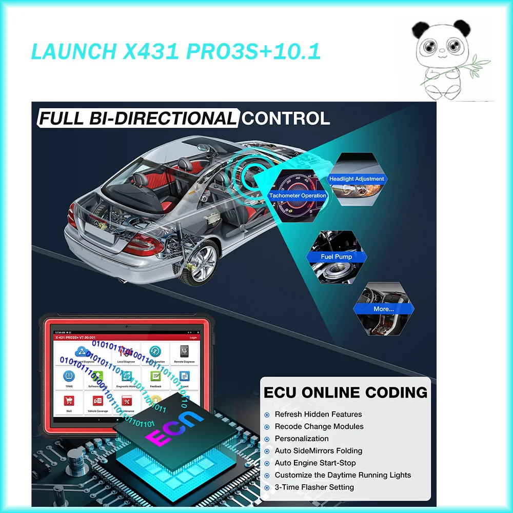 LAUNCH X431 PRO3S+10.1' Car OBD2 Auto Diagnostic Tools Support ECU Coding , Matching, Active Test IMMO Key Programming PK X431V