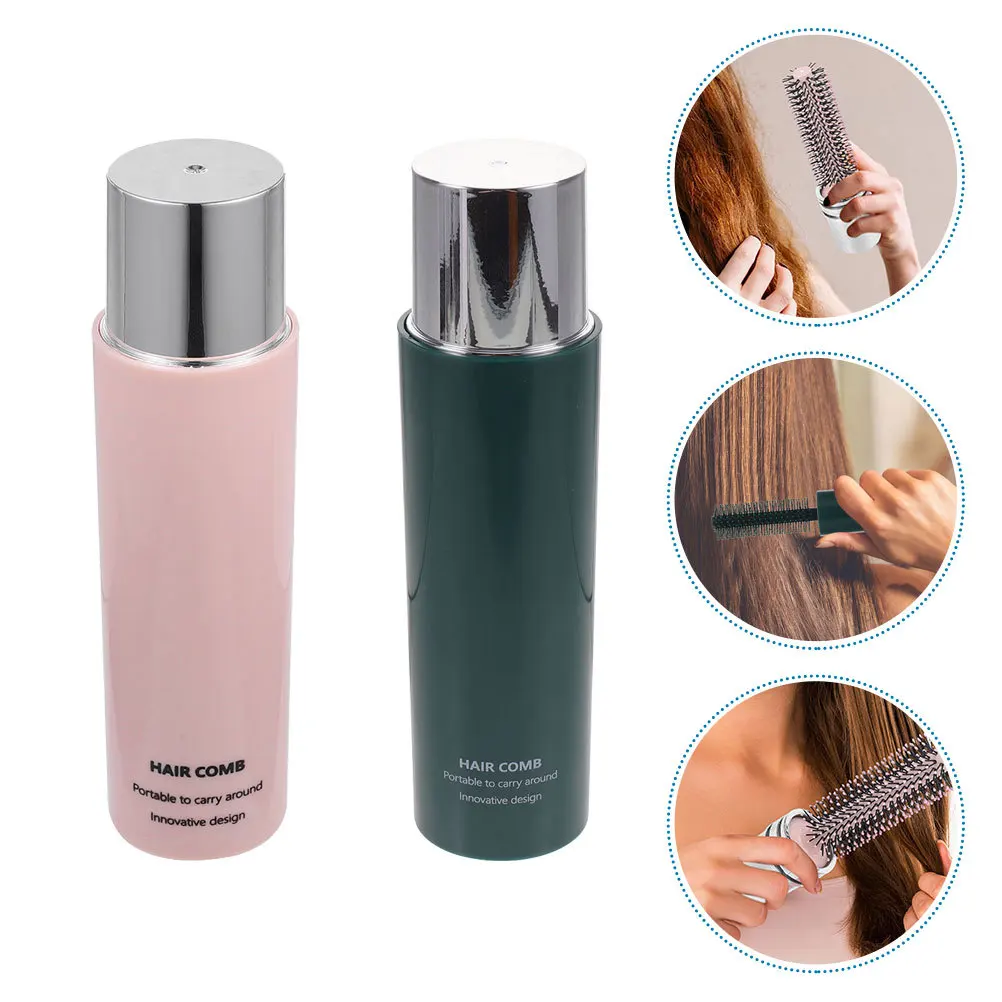 

2 шт., выдвижная круглая щетка для волос, дорожный размер, прямая расческа с двойными завитками для мужчин и женщин, щетка для вьющихся волос