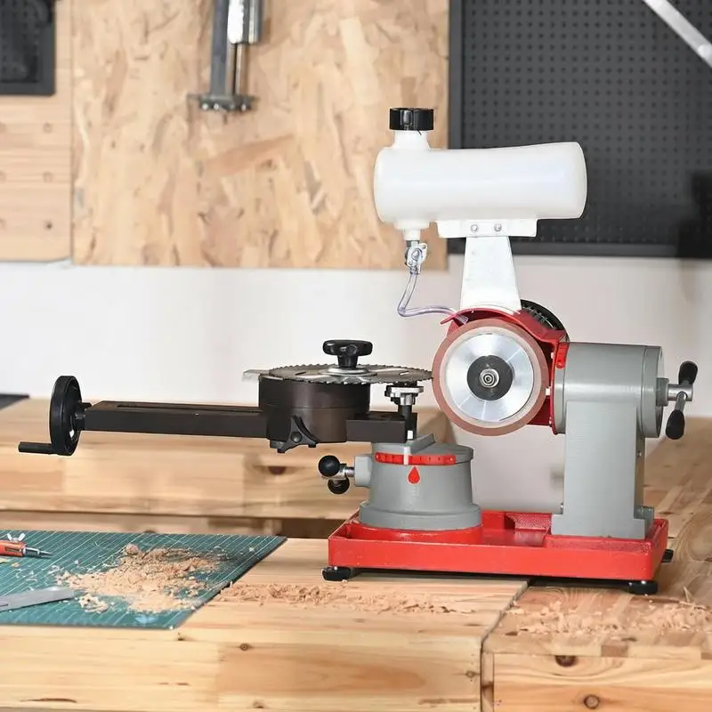 

Circular Saw Blade Sharpener, 370W Rotary Angle Mill Grinder with Water Tank, Water Injection Grinding Sharpening Machine & 6 Saw Centerings, 5-inch Grinding Wheel for Carbide Tipped Saw Blades