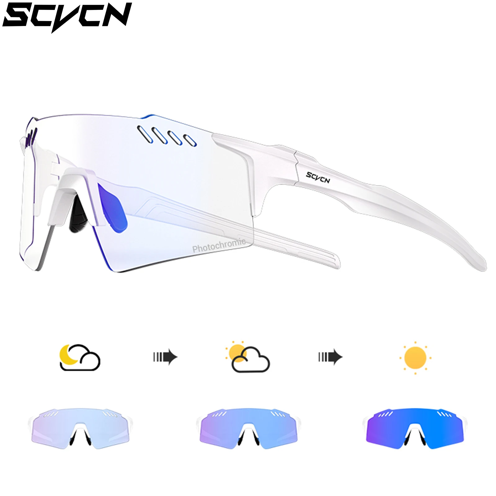 SCVCN Photochromic Cycling Glasses Outdoor sports Fishing eyewear UV400  MTB Mountain Bicycle roads Bike Night riding glasses