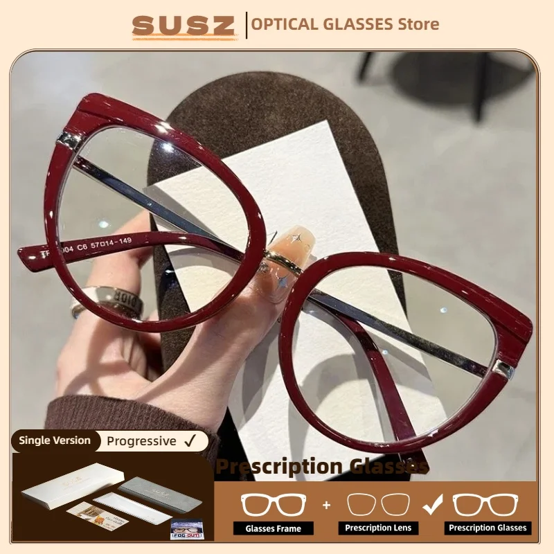 

SUSZ Fashion Ladies Cat Eye Anti Blue Light Prescription Glasses Women Myopia Optical Computer Progressive Reading Eyeglasses