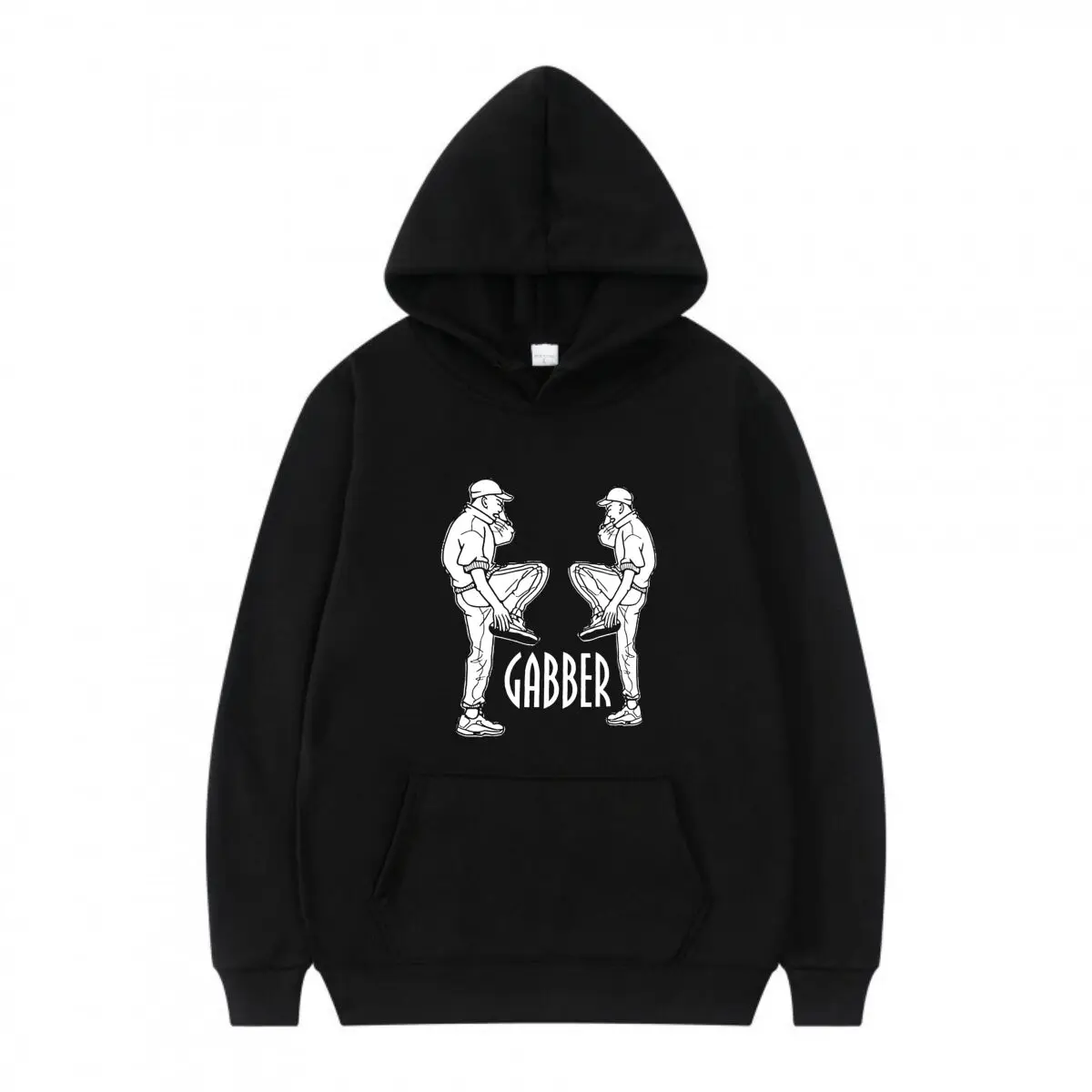 Gabber - رقيقة، الحد الأدنى، رمز، نظيفة، مجردة - سترة بغطاء للرأس بأكمام طويلة للجنسين مطبوعة للرياضة والترفيه