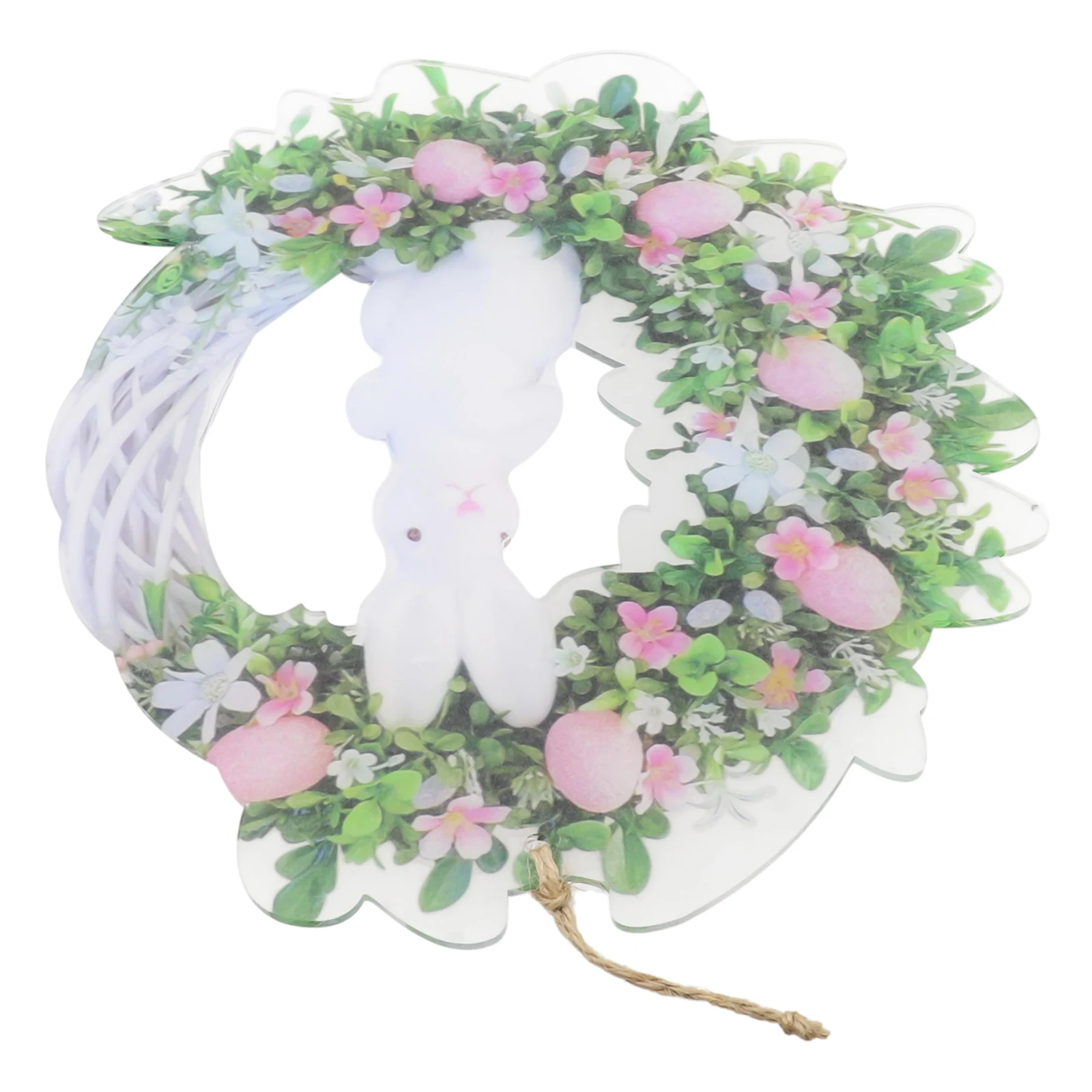 2023 Easter Bunny Flowers Wreath Front Door Oranments Happy Easter Rabbit Wall Hanging Wreath Home Party Garland Festival Decor