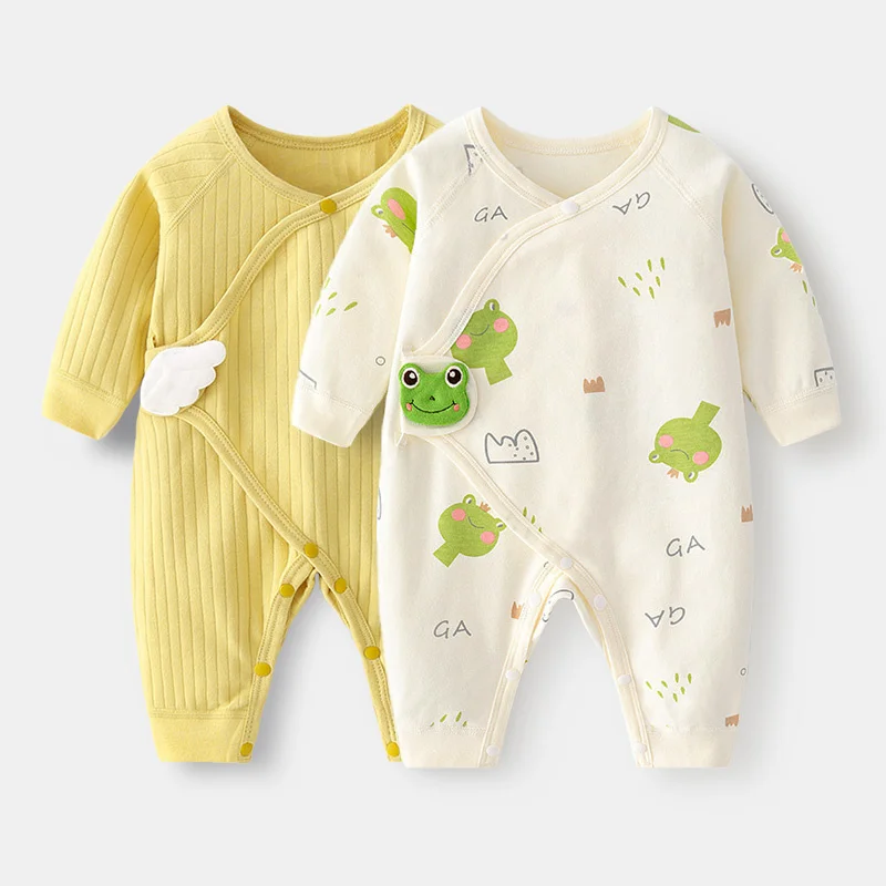 Lawadka 2Pairs/set 0-6M Newborn Baby Girl Boy Rompers Cotton Soft Infant Jumpsuit With Wing Spring Autumn Clothes For Girls Boys